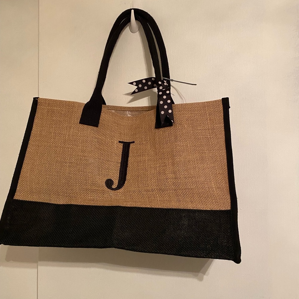 Stylish Tan and Black Tote Bag